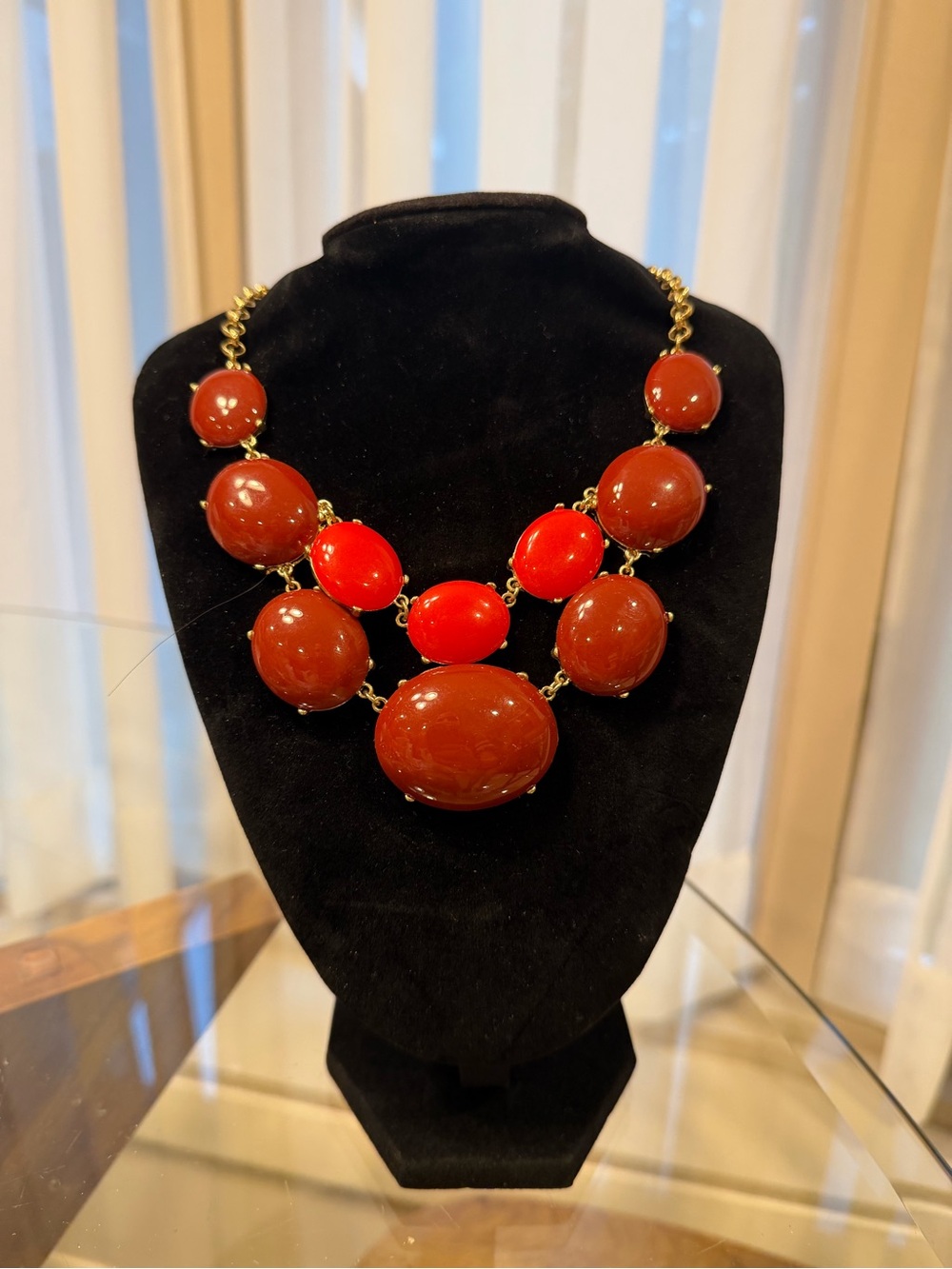 Statement Red & Cognac Bib Necklace